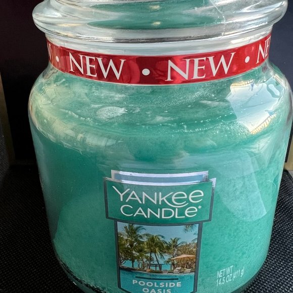 Yankee Candle Medium Jar Scented Single Wick Candle Pool Oasis Summer New